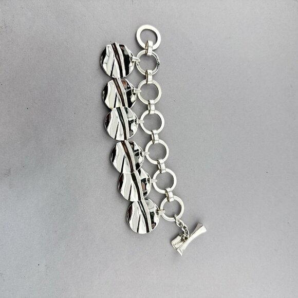 RLM Robert Lee Morris Bracelet Charm Round Modernist Bronze Sculptural QVC 78g - Picture 9 of 14